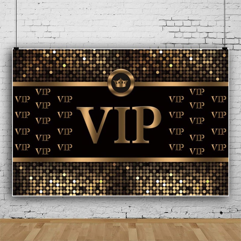 Yeele 10x8ft VIP Photography Backdrop Crown Black Gold Baby Shower Graduation Birthday Party Banner Photo Studio Backgrounds for Pictures - Image 3